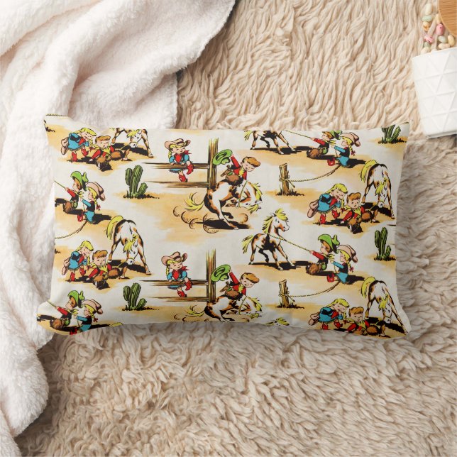 Vintag Cowboy Cowgirl Country Kids Pony Cactus Lendenkissen (Decke)