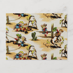 Vintag Cowboy Cowgirl Postcard Postkarte