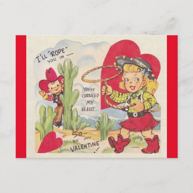 Vintag Cowboy & Cowgirl - Valentine Postcard der 5 Postkarte (Vorderseite)