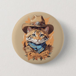 Vintag Cowboy Kitten Design Button