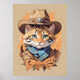 Vintag Cowboy Kitten Design Poster