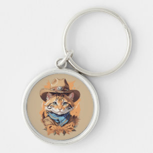 Vintag Cowboy Kitten Design Schlüsselanhänger