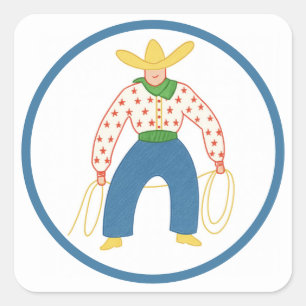 Vintag Cowboy-Sticker Quadratischer Aufkleber