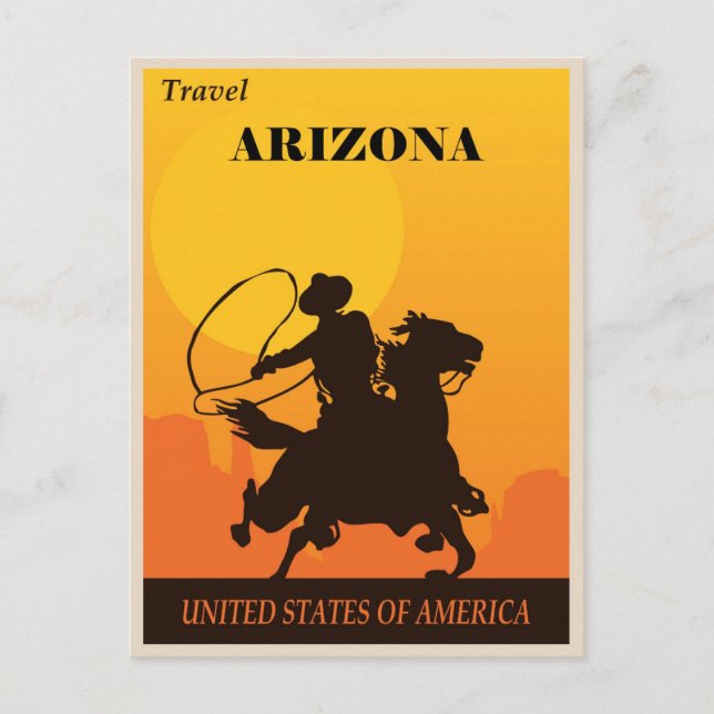 Vintag Cowboy Travel Arizona Postkarte (Vorderseite)
