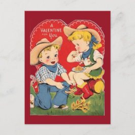 Vintag Cowboy und Cowgirl in den 1950er Jahren Val Postkarte