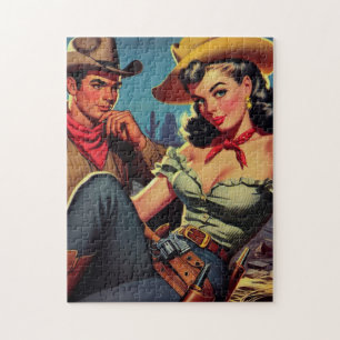 Vintag Cowboy und Cowgirl Puzzle