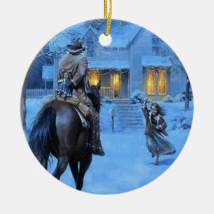 Vintag Cowboy Weihnachten Keramikornament