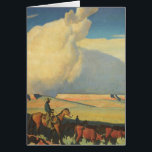 Vintag Cowboys, Open Range von Maynard Dixon<br><div class="desc">Open Range (1942) von Maynard Dixon ist ein Vintages amerikanisches Kunstlandschaftsgemälde. Ein Cowboyrancher reitet sein Pferd auf den Ebenen des Südwestens. Er beherbergt seine Kühe, Bullen und Rinder auf der Prärie. Große weiße Wolken füllen den Himmel über den offenen Feldern und den Mesas. Über den Künstler: Maynard Dixon (1875-1946) war...</div>