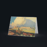 Vintag Cowboys, Open Range von Maynard Dixon Karte<br><div class="desc">Open Range (1942) von Maynard Dixon ist ein Vintages amerikanisches Kunstlandschaftsgemälde. Ein Cowboyrancher reitet sein Pferd auf den Ebenen des Südwestens. Er beherbergt seine Kühe, Bullen und Rinder auf der Prärie. Große weiße Wolken füllen den Himmel über den offenen Feldern und den Mesas. Über den Künstler: Maynard Dixon (1875-1946) war...</div>