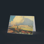 Vintag Cowboys, Open Range von Maynard Dixon Karte<br><div class="desc">Open Range (1942) von Maynard Dixon ist ein Vintages amerikanisches Kunstlandschaftsgemälde. Ein Cowboyrancher reitet sein Pferd auf den Ebenen des Südwestens. Er beherbergt seine Kühe, Bullen und Rinder auf der Prärie. Große weiße Wolken füllen den Himmel über den offenen Feldern und den Mesas. Über den Künstler: Maynard Dixon (1875-1946) war...</div>