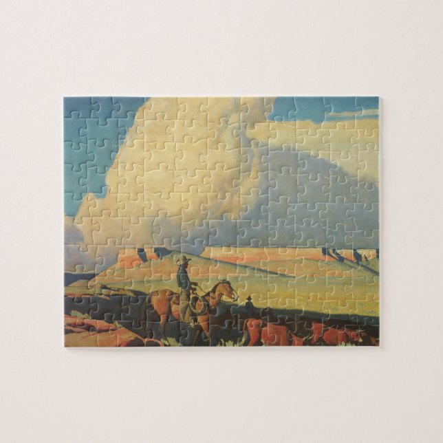 Vintag Cowboys, Open Range von Maynard Dixon Puzzle (Horizontal)