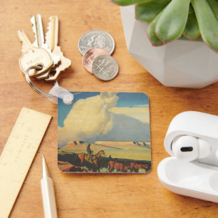 Vintag Cowboys, Open Range von Maynard Dixon Schlüsselanhänger