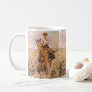 Vintag Cowgirl Cowboy, Woman on Horse von Dunton Kaffeetasse
