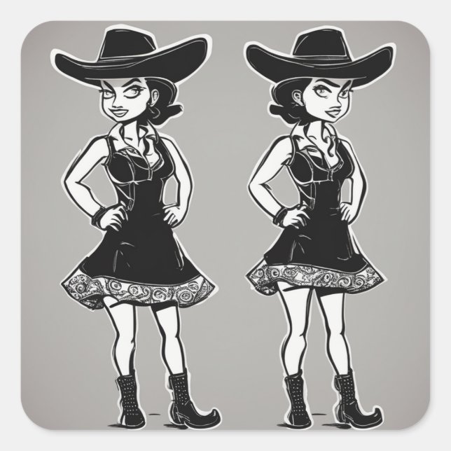 Vintag Cowgirl LBD Aufkleber (Vorderseite)
