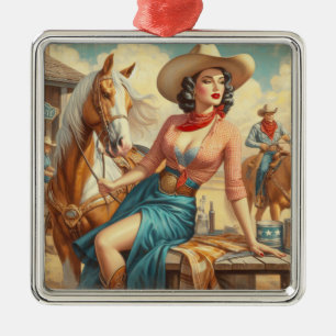 Vintag Cowgirl Ornament Aus Metall