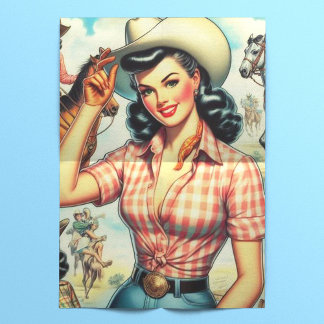 Vintag Cowgirl Seamless Illustration Seidenpapier