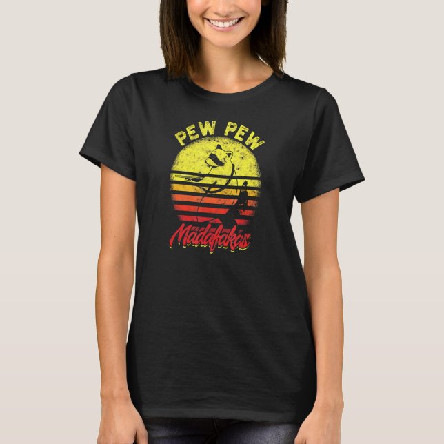 Vintag Crazy Pew Pew Madafakas Raccoon T-Shirt (Vorderseite)