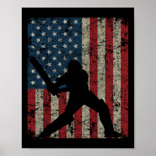 Vintag Cricket American Flag 4. Juli Patrioti Poster