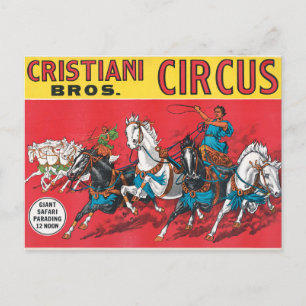 Vintag Cristiani Brothers Circus Poster Postkarte