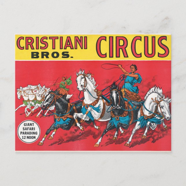 Vintag Cristiani Brothers Circus Poster Postkarte (Vorderseite)