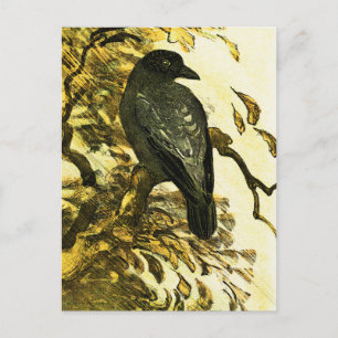 Vintag Crow auf einem Zweig Theo van Hoytema Postkarte