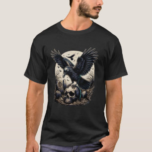 Vintag Crow Skull Spooky Raven Halloween-Kostüm T-Shirt