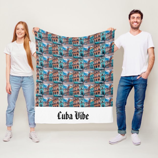 Vintag Cuba Vibe Personalisiert Fleece Blanka (Beispiel)