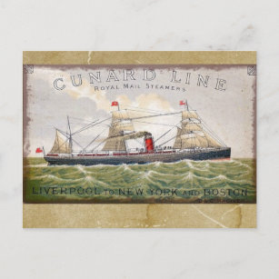 Vintag Cunard Line Royal Mail Dampfer Postkarte