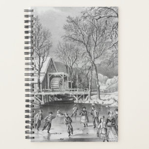Vintag Currier Ives Winter Scene Ice Skaten Planer