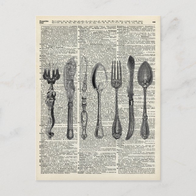 Vintag Cutlery Set Postkarte (Vorderseite)