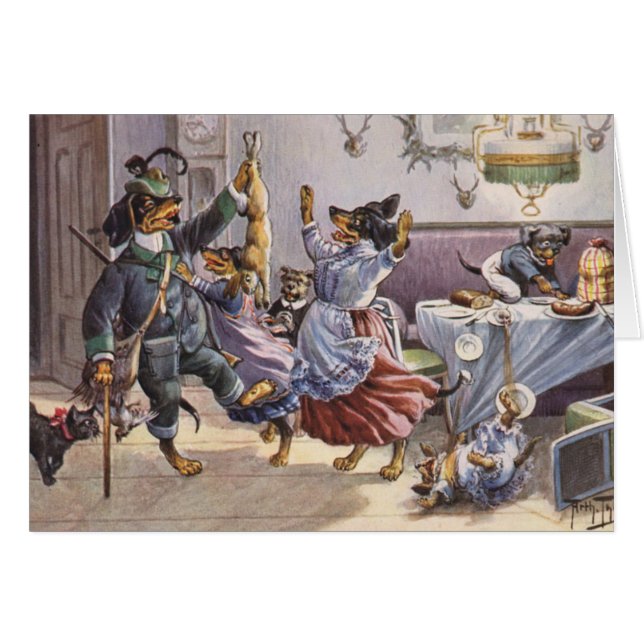 Vintag - Dackel-Familie, (Vorderseite (Horizontal))