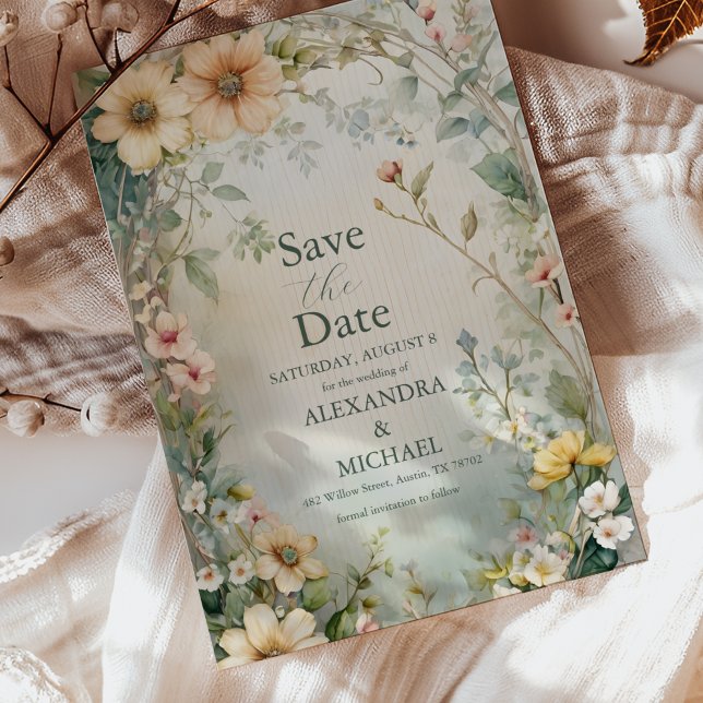 Vintag Daisy Art Nouveau Mucha Wedding Save The Date (Von Creator hochgeladen)
