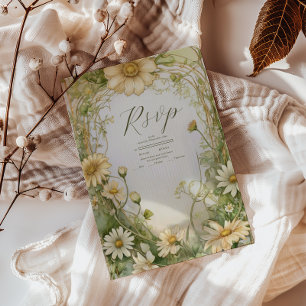 Vintag Daisy Wedding Art Nouveau RSVP Karte