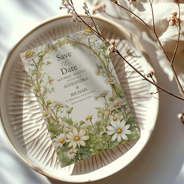 Vintag Daisy Wedding Art Nouveau Save The Date (Von Creator hochgeladen)