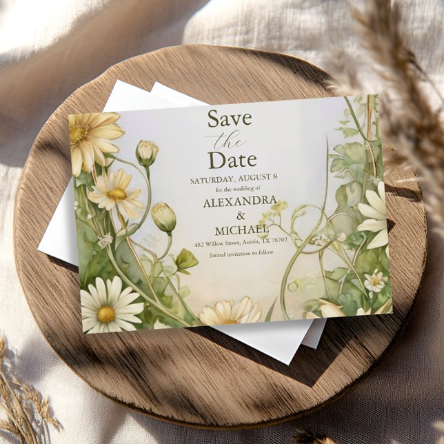 Vintag Daisy Wedding Art Nouveau Save The Date (Von Creator hochgeladen)