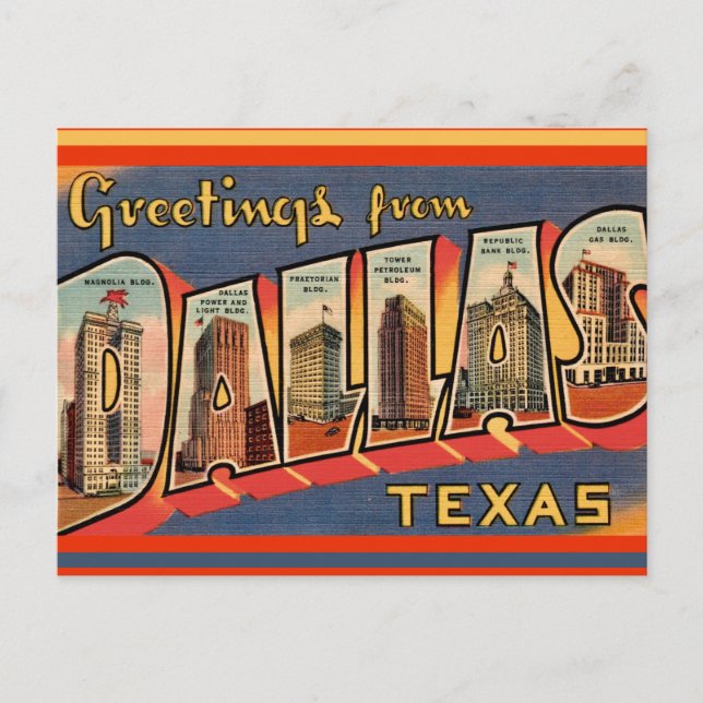 Vintag Dallas Texas Postcard Postkarte (Vorderseite)