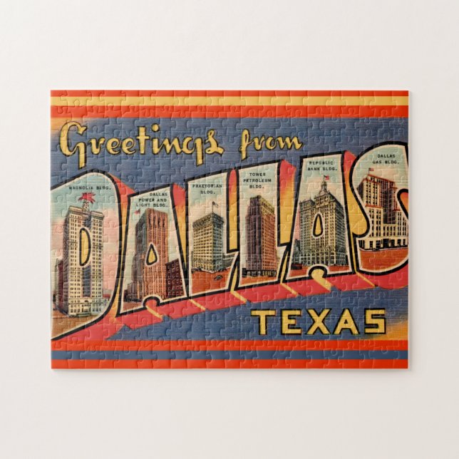 Vintag Dallas Texas Postcard Puzzle (Horizontal)