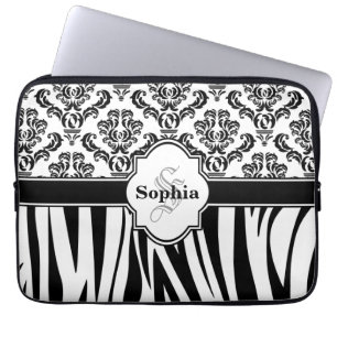 Vintag Damask Coole Zebrastreifen Laptopschutzhülle