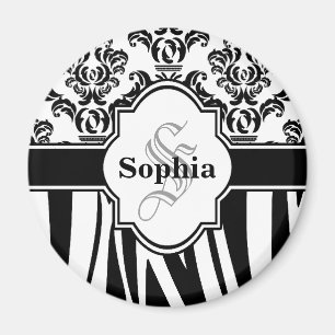 Vintag Damask Coole Zebrastreifen Magnet