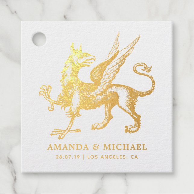 Vintag Damask Griffon Geschenkanhänger (Vorderseite)