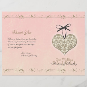 Vintag Damask Heart Wedding Program