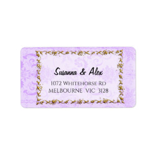 Vintag Damask Lila Hochzeit Adressaufkleber