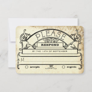 Vintag Damask Modern Typografy Wedding RSVP