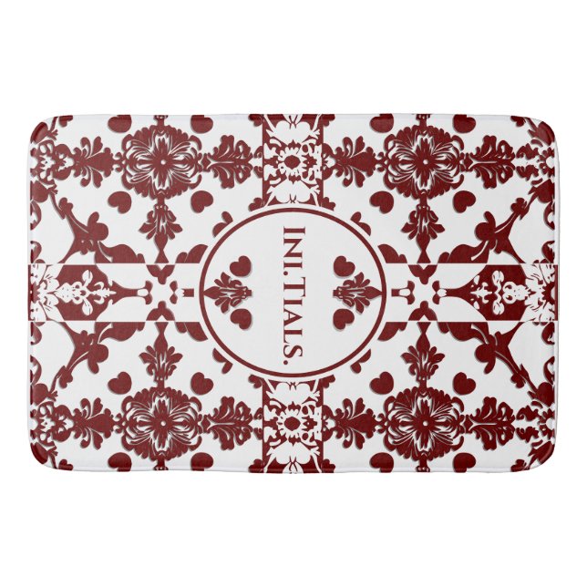 Vintag Damask Monogramm Badematte (Vorderseite)