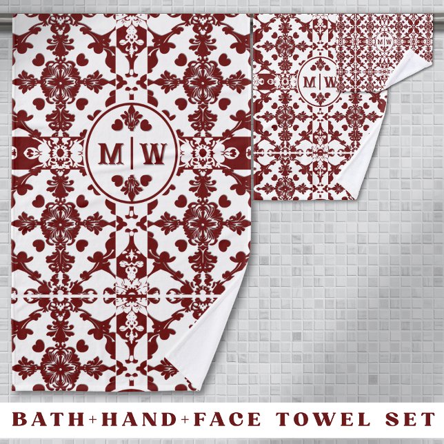 Vintag Damask Monogramm Badhandtuch Set (Von Creator hochgeladen)