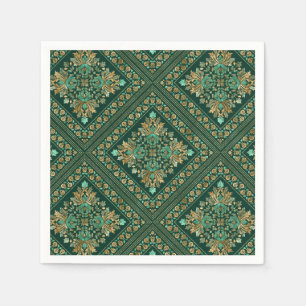 Vintag Damask Muster - Smaragdgrün und gold Serviette