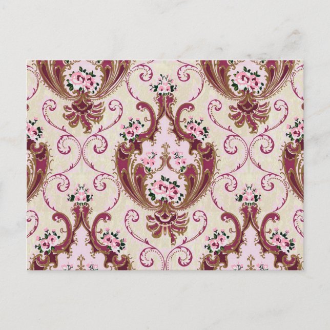 Vintag Damask Postkarte (Vorderseite)