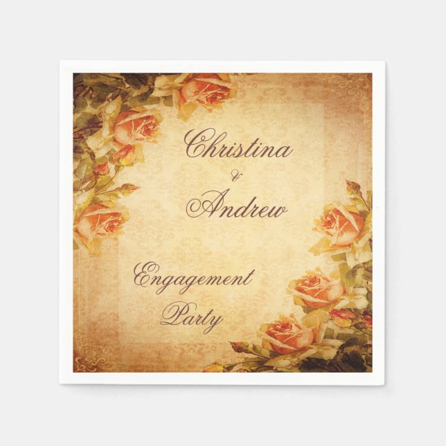 Vintag Damask Shabby Chic Peach Rose Servietten (Vorderseite)
