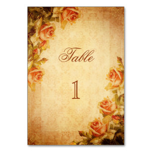 Vintag Damask Shabby Chic Peach Rose Tischnummer