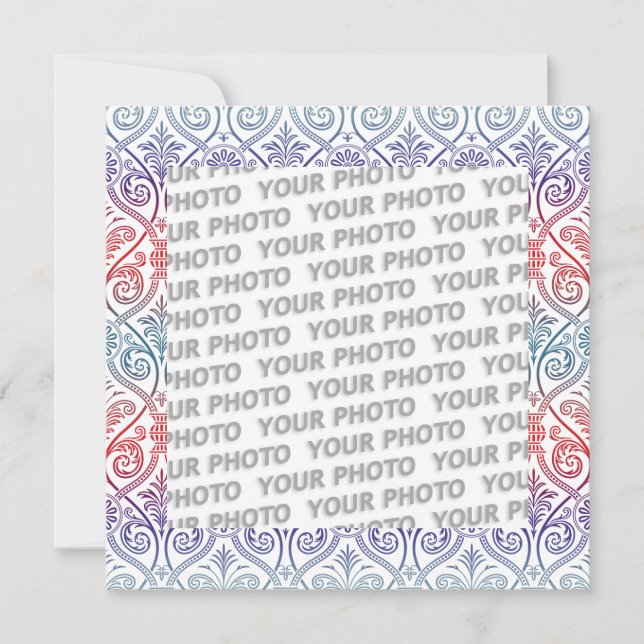 Vintag Damask Wallpaper - blau violett (Vorderseite)